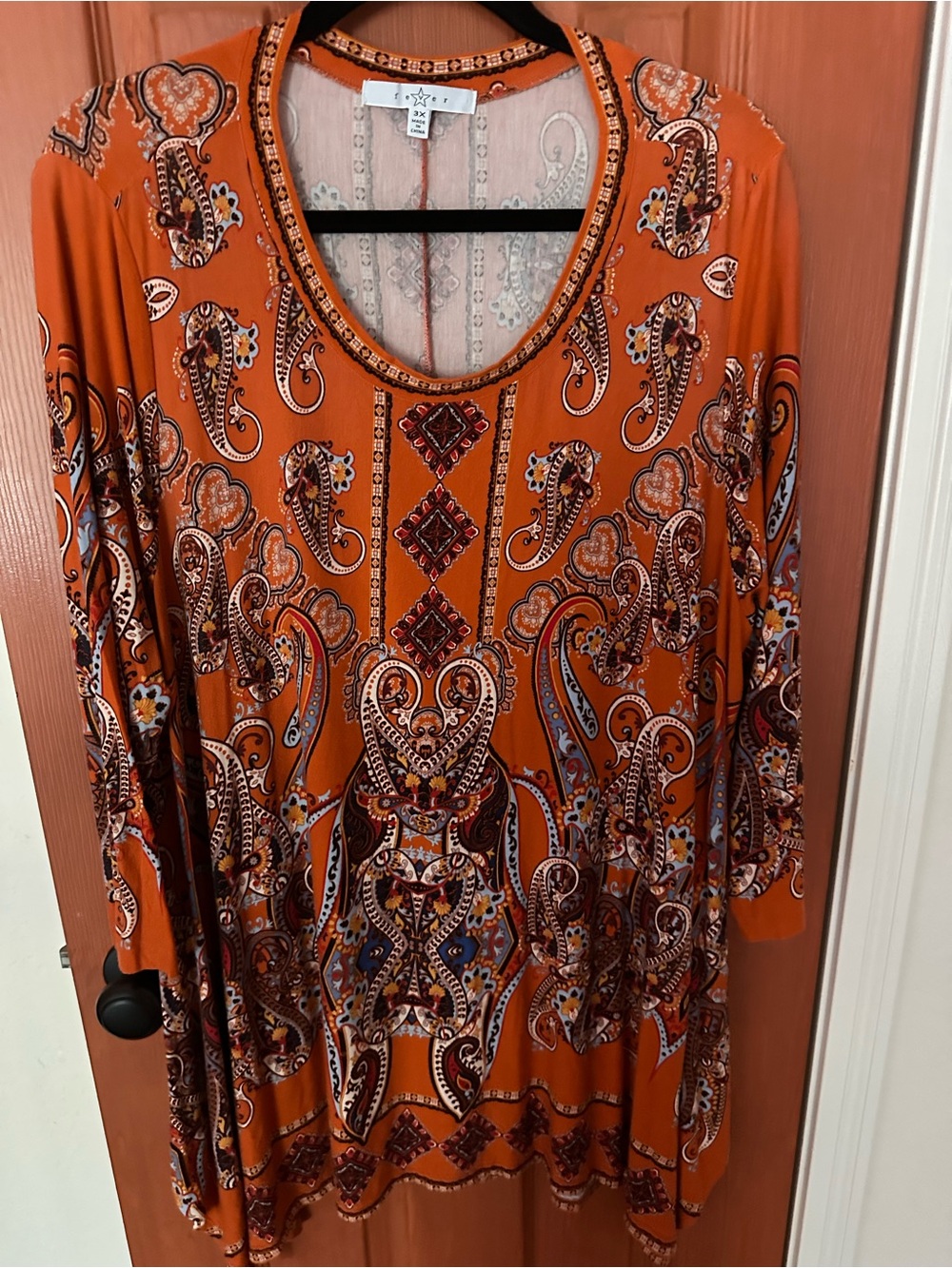 Fever Orange Paisley Scoop Neck Tunic